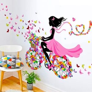 Wall Decal-Butterfly Fairy Riding Bike with drill pen, tray, wax/glue and beads